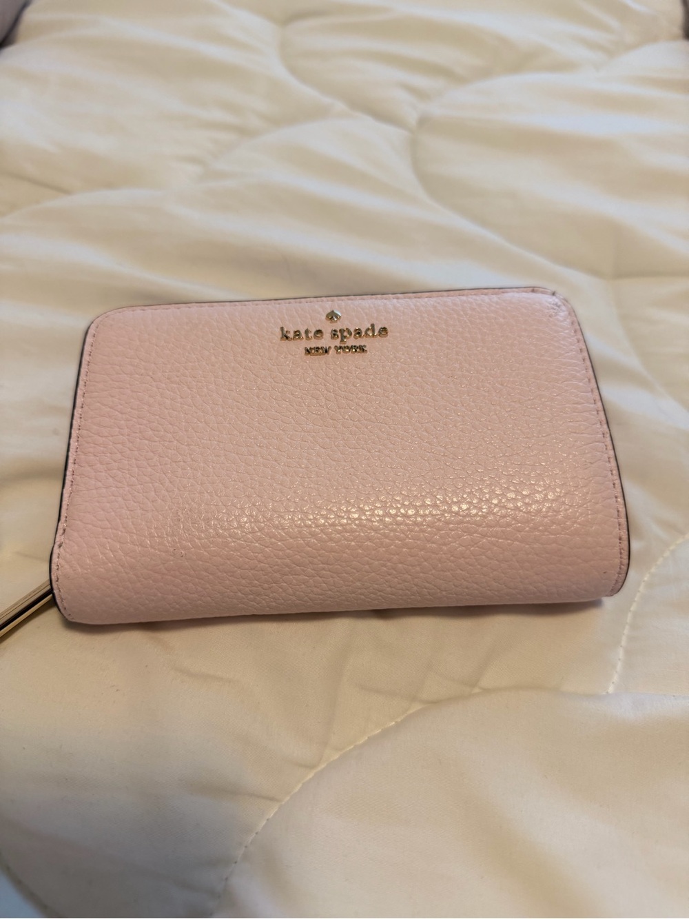 kate spade Light Pink Pebbled Leather Zip Wallet